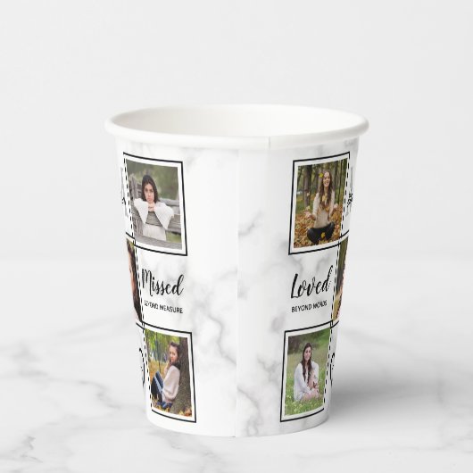 Elegant Funeral Memorial Personaliseert fotocollag Papieren Bekers (Rechts)