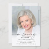 Elegant Funeral Memorial Photo In Loving Memory Kaart (Voorkant)