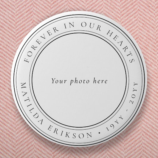 Elegant Funeral Minimal Classic Memorial Foto Ronde Button 5,7 Cm