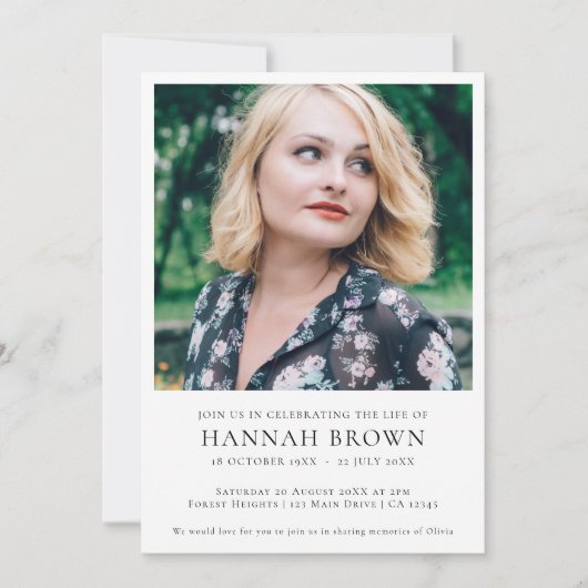 Elegant Funeral | Minimale viering van het leven Kaart (Voorkant)