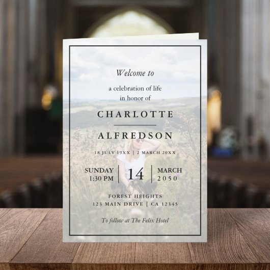 Elegant Funeral | Orde van dienst Memorial Foto Programma