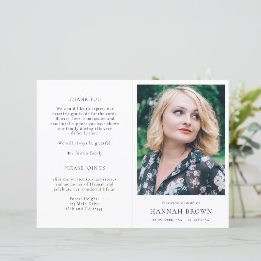 Elegant Funeral Order of Service Memorial Programm (Staand voorkant)