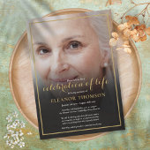 Elegant Funeral Photo Celebration of Life Kaart