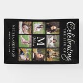 Elegant Funeral Photo Collage Celebration of Life Spandoek (Horizontaal)