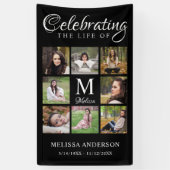 Elegant Funeral Photo Collage Celebration of Life Spandoek (Verticaal)