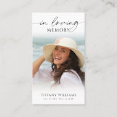 Elegant Funeral Photo In Loving Memory Prayer Card Visitekaartje (Voorkant)