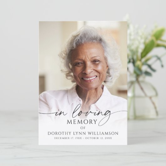 Elegant Funeral Photo In Loving Memory Program Programmakaart (Staand voorkant)