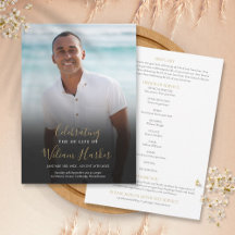 Elegant Funeral Photo Order of Service Programme