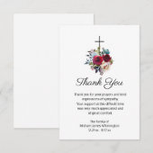 Elegant Funeral Religious Cross Floral Hartelijk d Bedankkaart (Voorkant / Achterkant)