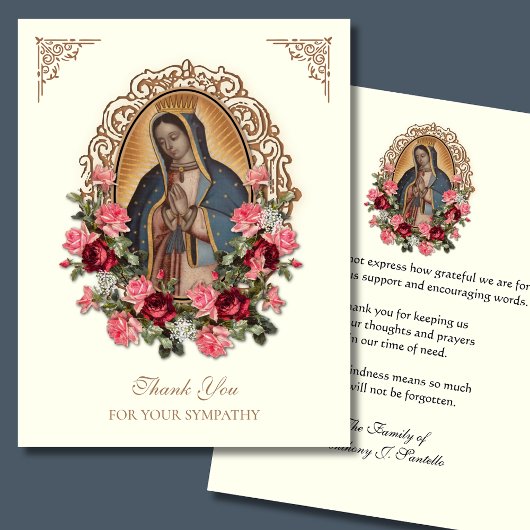 Elegant Funeral Sympathie Guadalupe Dank je wel Bedankkaart