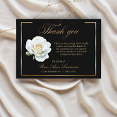 Elegant Funeral White Rose Gold Frame Bedankkaart
