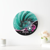 Elegant Funky Girly Disco Ball Vector Grote Klok (Huis)