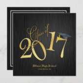 Elegant Funky Gold Class of 2017 Afstuderen Kaart (Voorkant / Achterkant)