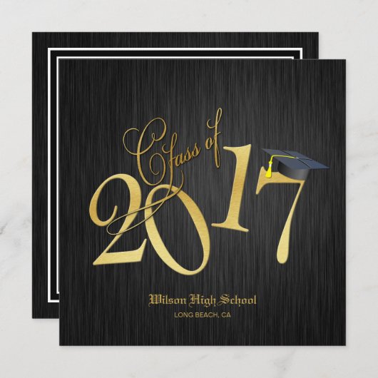 Elegant Funky Gold Class of 2017 Afstuderen Kaart (Voorkant / Achterkant)