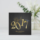 Elegant Funky Gold Class of 2017 Afstuderen Kaart (Staand voorkant)