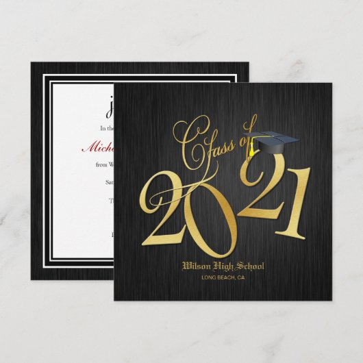 Elegant Funky Gold Class of 2021 Graduation Kaart (Voorkant / Achterkant)