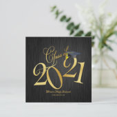 Elegant Funky Gold Class of 2021 Graduation Kaart (Staand voorkant)