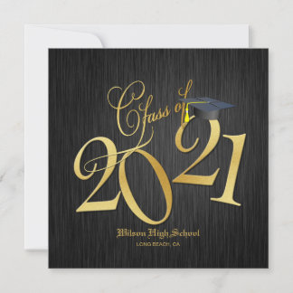 Elegant Funky Gold Class of 2021 Graduation Kaart