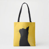 Elegant Funny Black cat in Yellow Baground Tote Bag (Voorkant)