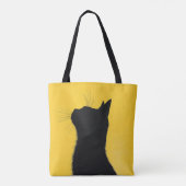 Elegant Funny Black cat in Yellow Baground Tote Bag (Achterkant)