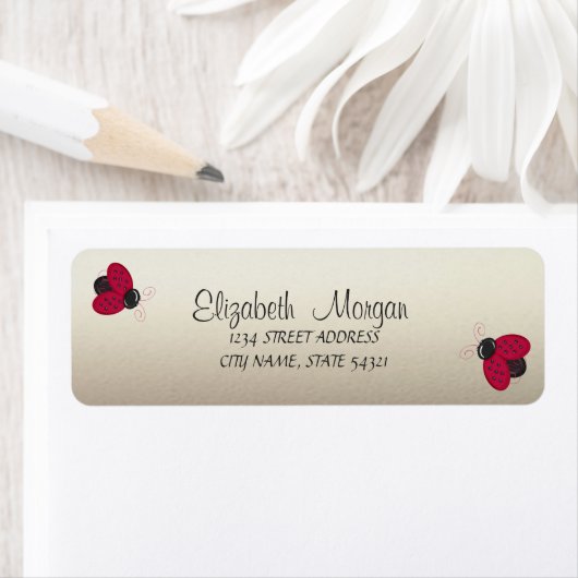 Elegant Funny Cute Ladybugs Label (Insitu)