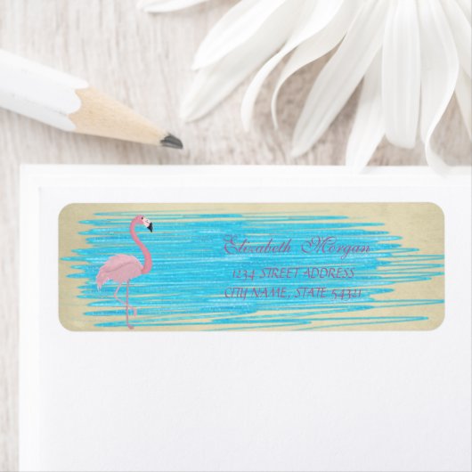 Elegant Funny Cute Pink Flamingo Label (Insitu)