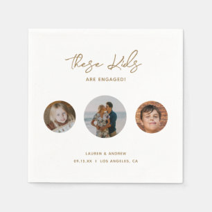 Elegant Funny Gold Kinder Foto Engagement Party Servet