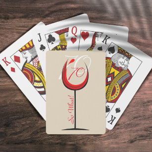 Elegant Funny Red Wine 70, wat 70e verjaardag Pokerkaarten