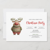 Elegant Funny Reindeer red green holiday card Kaart (Voorkant)
