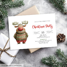 Elegant Funny Reindeer red green holiday card Kaart