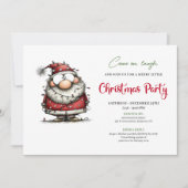 Elegant Funny Santa Claus Holiday Party Invitation Kaart (Voorkant)