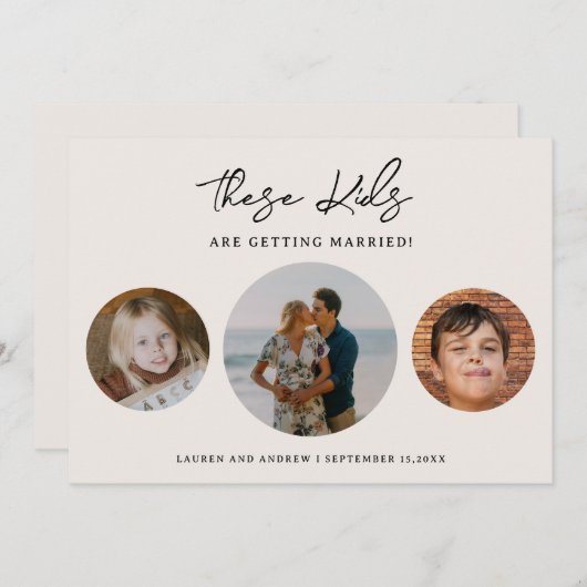 Elegant Funny Unique Childhood Photo Weduwschap Save The Date (Voorkant / Achterkant)