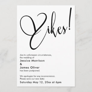 Elegant Funny "Yikes" Uitgesteld Bruiloft Kaart