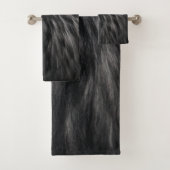 Elegant Fur Pattern Black Silver Grey Animal Hair Bad Handdoek (Insitu)