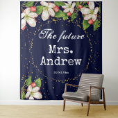 Elegant future mevrouw marvy blue floral golden gl wandkleed (In situ)