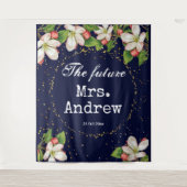 Elegant future mevrouw marvy blue floral golden gl wandkleed (Voorkant)