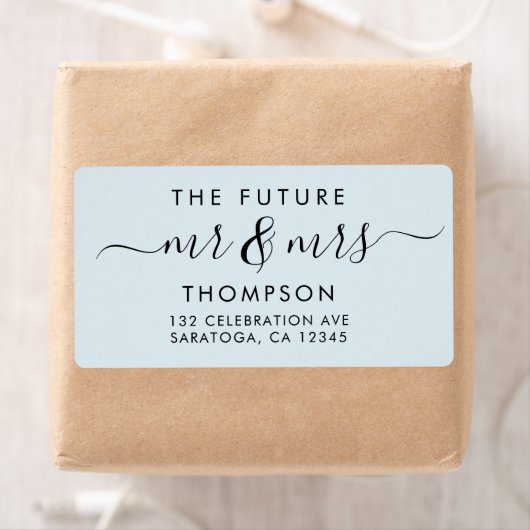 Elegant Future MR and MRS Script Modern Light Blue Etiket (Insitu)