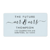Elegant Future MR and MRS Script Modern Light Blue Etiket (Voorkant)