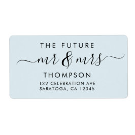 Elegant Future MR and MRS Script Modern Light Blue Etiket