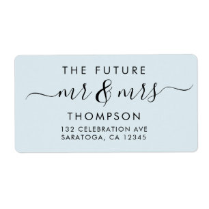 Elegant Future MR and MRS Script Modern Light Blue Etiket
