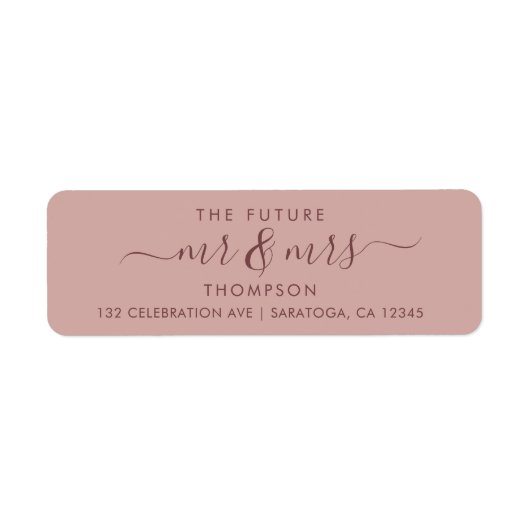 Elegant Future MR en MRS Address Cinnamon Roos Etiket (Voorkant)
