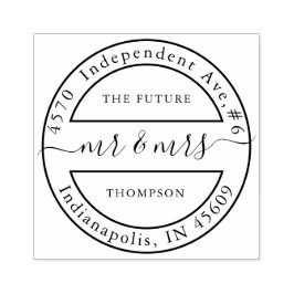Elegant Future Mr en Mrs Calligraphy Typography Rubberstempel