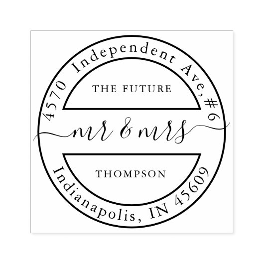 Elegant Future Mr en Mrs Calligraphy Typography Rubberstempel (Afrduk)