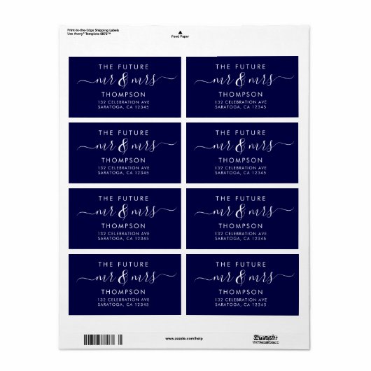 Elegant Future MR en MRS Modern Navy Blue Etiket (Full Sheet)