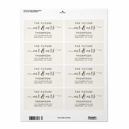 Elegant Future MR en MRS. Script Modern Ivory Etiket (Full Sheet)
