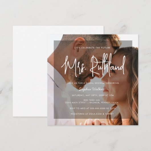 Elegant Future Mrs Black & White Vrijgezellenfeest Kaart (Voorkant / Achterkant)