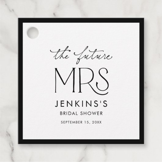 Elegant Future Mrs Bruidsfeest Bedankjes Labels (Voorkant)