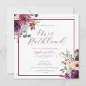 Elegant Future Mrs. Burgundy Floral Vrijgezellenfe Kaart (Voorkant)