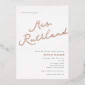 Elegant Future Mrs Vrijgezellenfeest Roos Gold Foi Folie Uitnodiging (Voorkant)