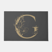 Elegant G Boho Floral Monogram Initiaal Goud Goud Deurmat (Voorkant)